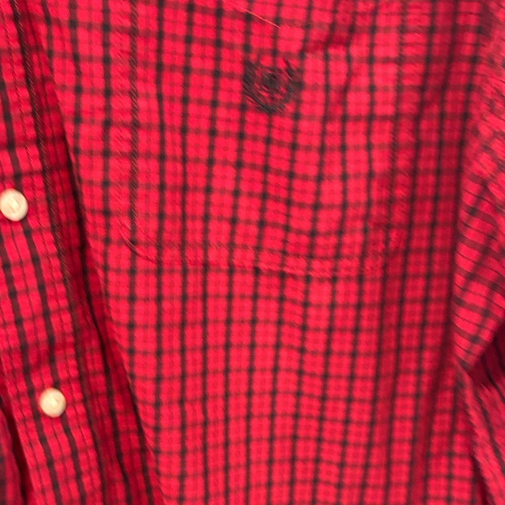 Chaps Men's Burgundy Checkered Button Down Shirt - Picture 3 of 5